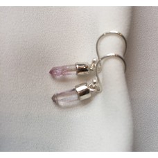 641 boucles d'oreilles quartz aura rose argent sterling, 
